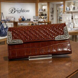 Brighton brown alligator weave billfold wallet